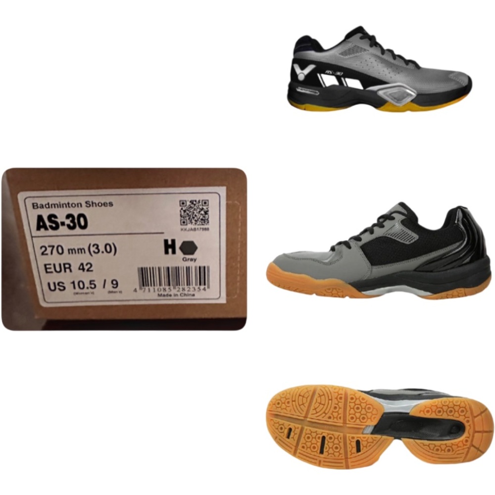 Victor AS-30 H Unisex Badminton Shoes - Size 9M / 10.5W (Wide) *Gray